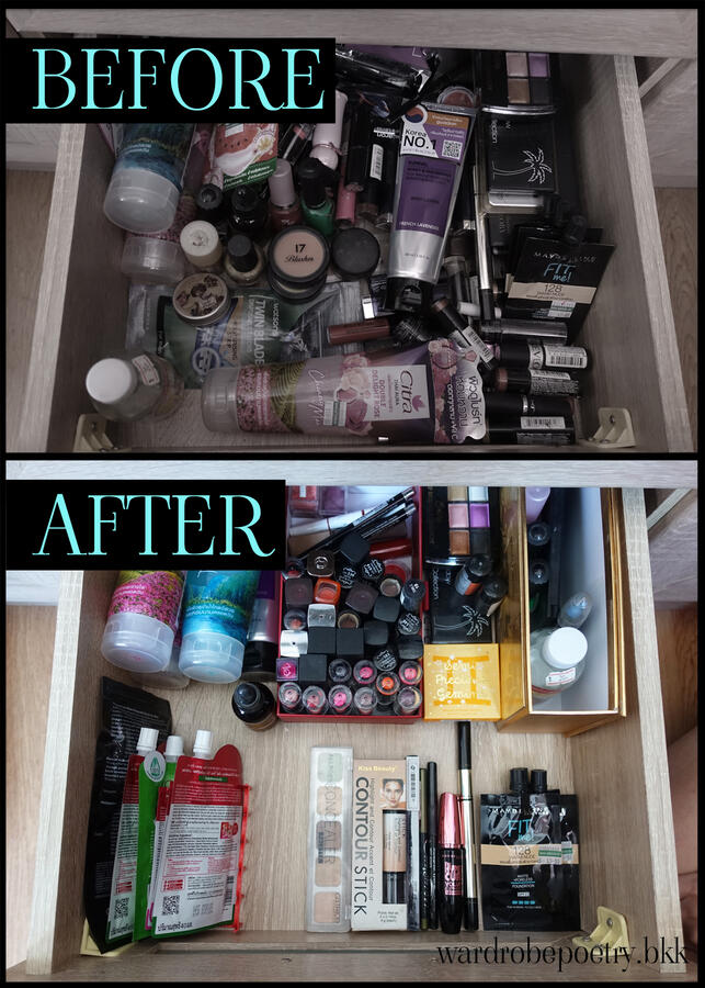 makeup drawer before-after